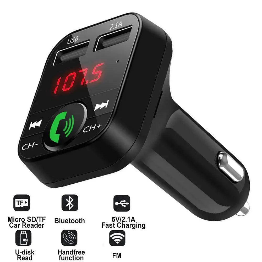 Black Car Bluetooth Wireless Hand-free Transmitter Dual USB Charger Music Player For Cars Easy Use Gadget