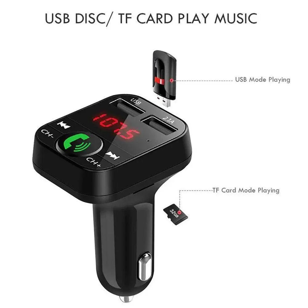 Black Car Bluetooth Wireless Hand-free Transmitter Dual USB Charger Music Player For Cars Easy Use Gadget