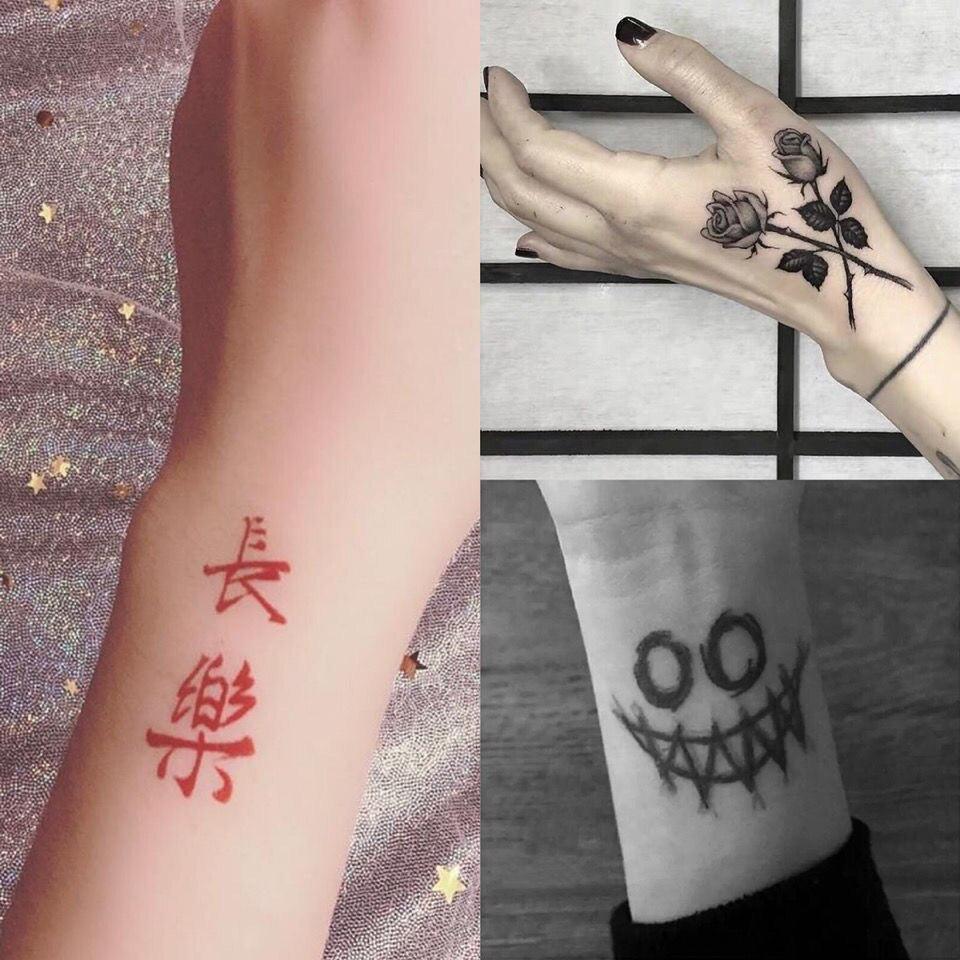 Black Clown Temporary Tattoo Sticker Body Art Arm Waist Fake Waterproof Tattoos Elegant Small Design For Men Women