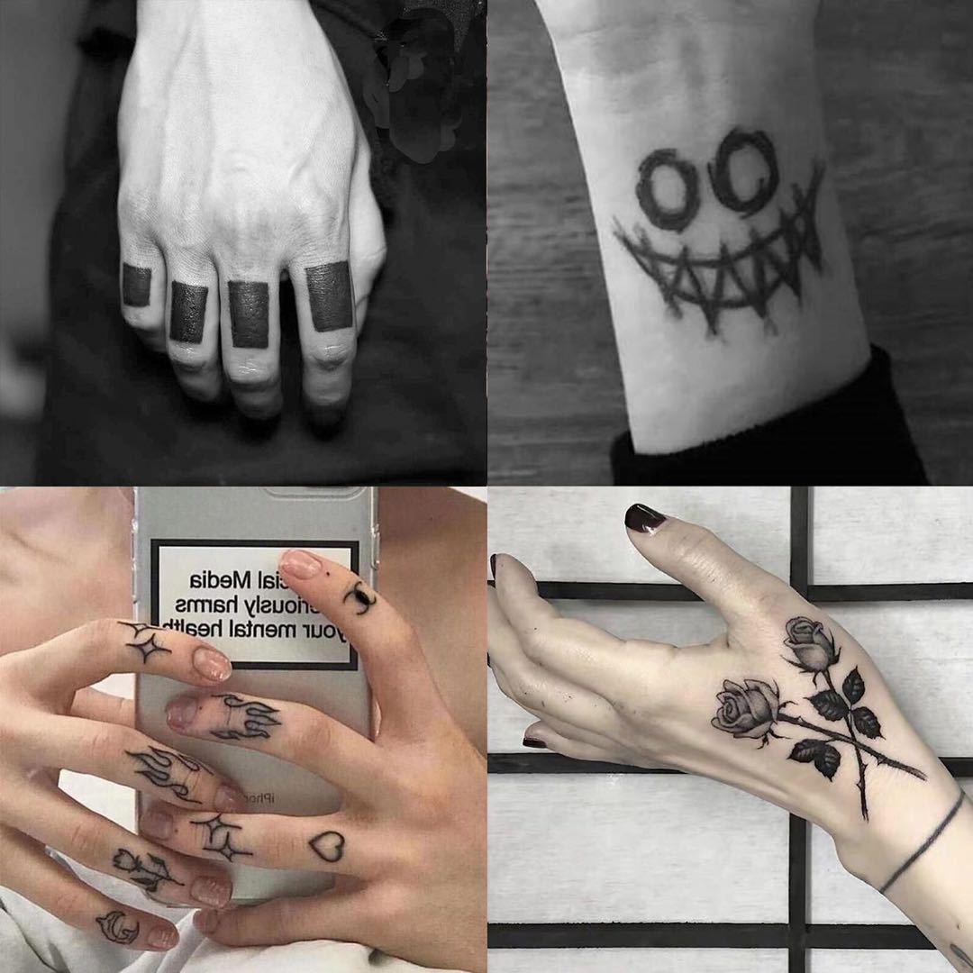 Black Clown Temporary Tattoo Sticker Body Art Arm Waist Fake Waterproof Tattoos Elegant Small Design For Men Women