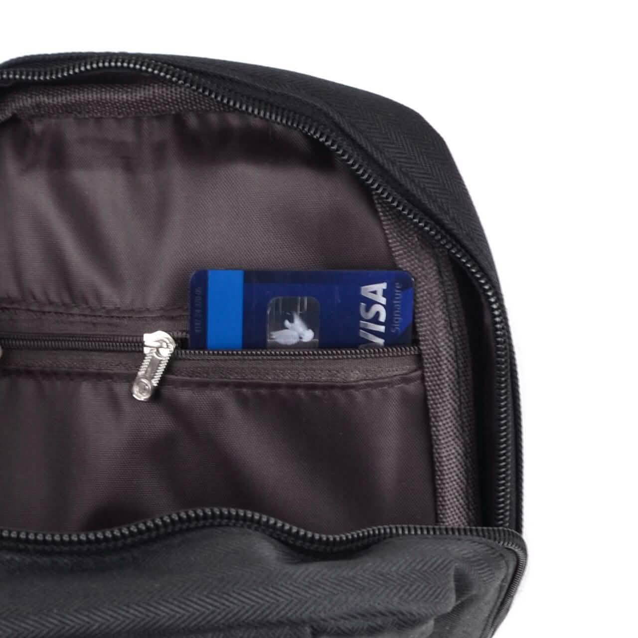 Black Crossbody Shoulder Sling Bag with USB Charging Port