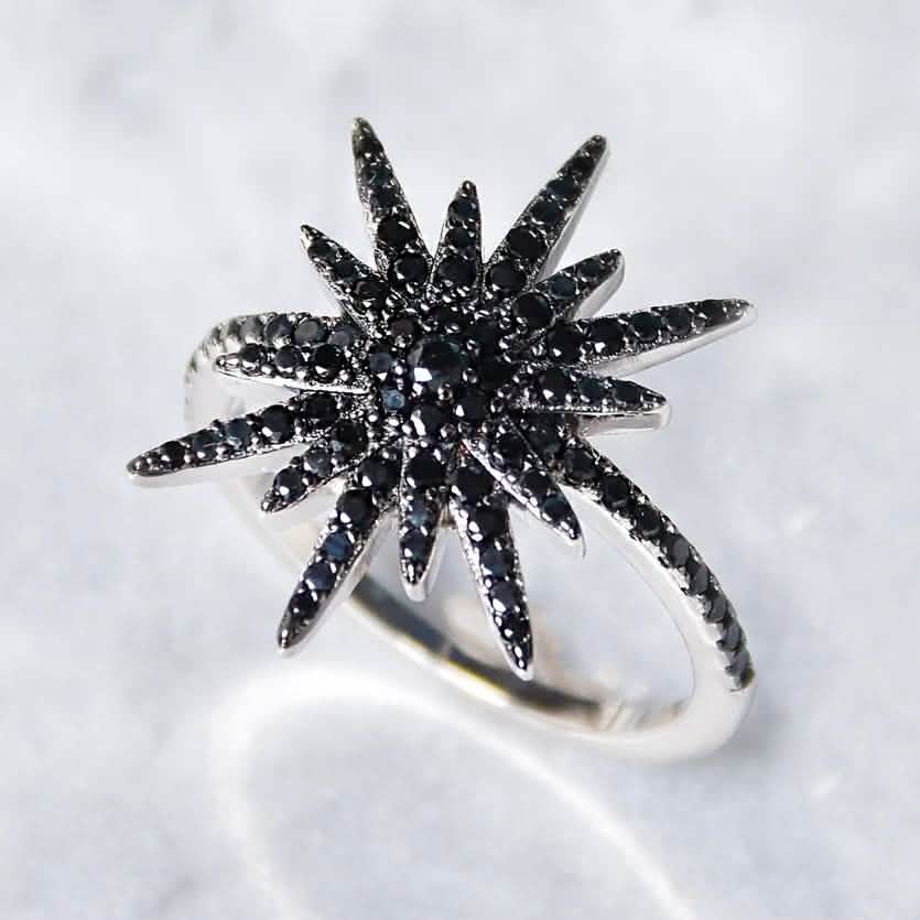 Black CZ Star Statement Ring - Assorted Sizes