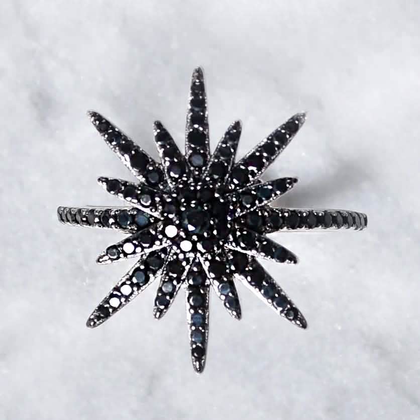 Black CZ Star Statement Ring - Assorted Sizes
