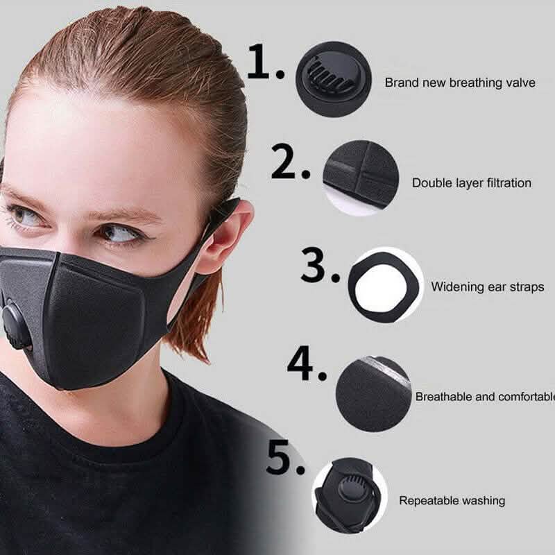 Black Face Mask with Filter