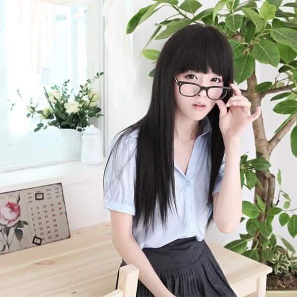 Black Long Straight Full Hair Wig Cosplay