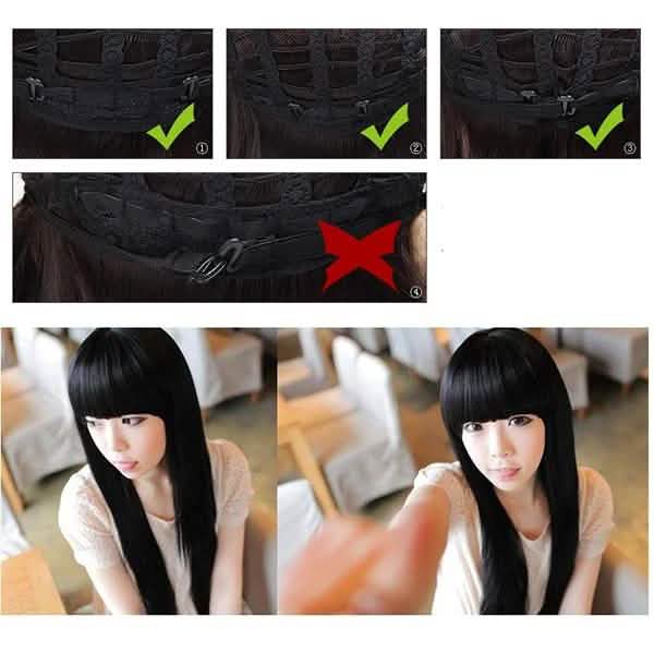 Black Long Straight Full Hair Wig Cosplay