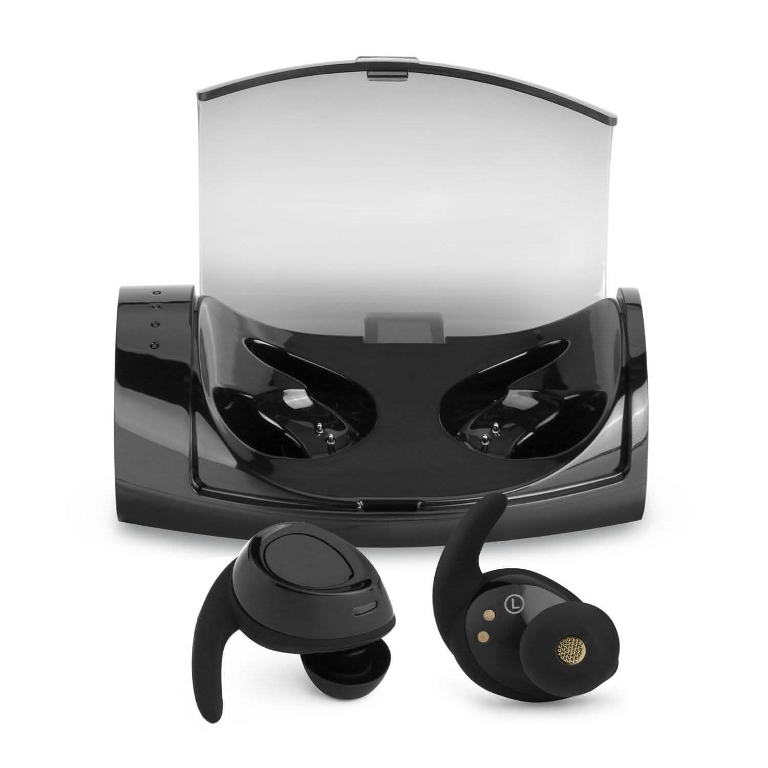 Black Mini Wireless Bluetooth Twins Earbuds Mic True Bass Stereo In-Ear TWS Earphones