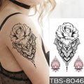 Black Sketchs Flowers Waterproof Temporary Tattoo Sticker Chest Flash Tattoo Wolf Diamond Flower Body Art Arm Fake Tattoo For Womens Men