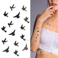 Black Waterproof Temporary Bird Tattoo Sticker Arm Leg Wrist Modern Small Tattoo For Womens And Kids