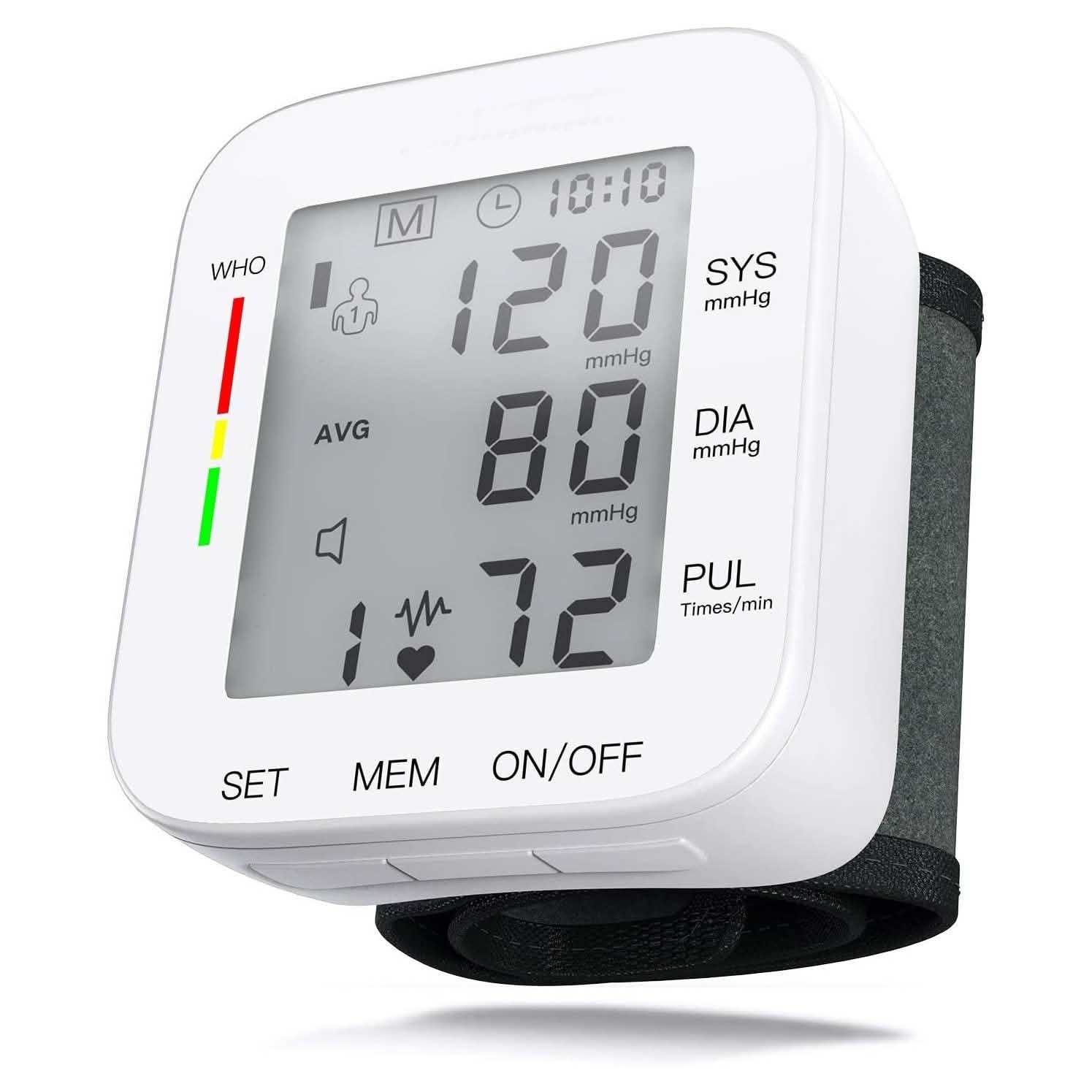 Blood Pressure Monitor Large LCD Display and Adjustable Wrist Cuff