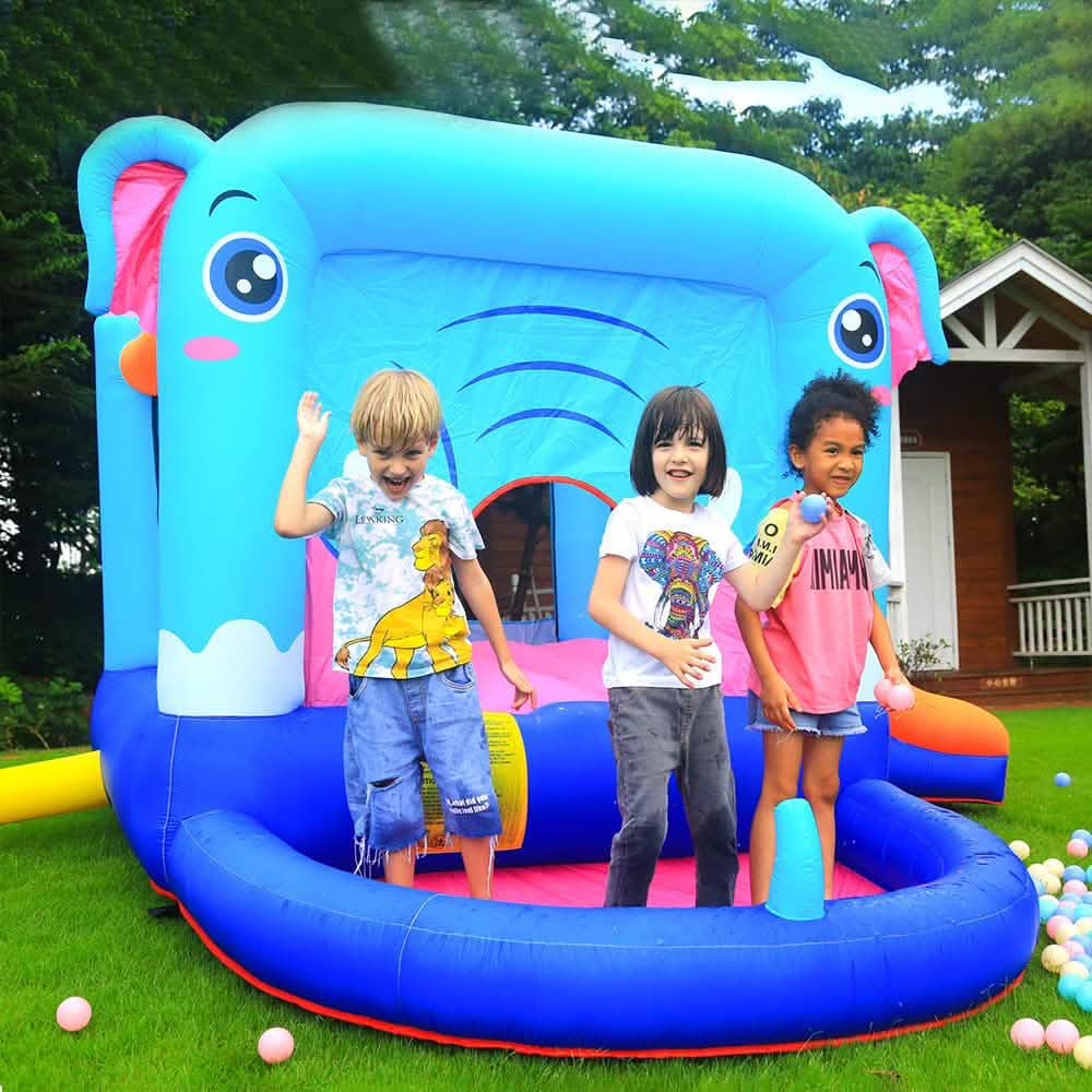 Blue Elephant Bouncy Castle House with 350W Blower