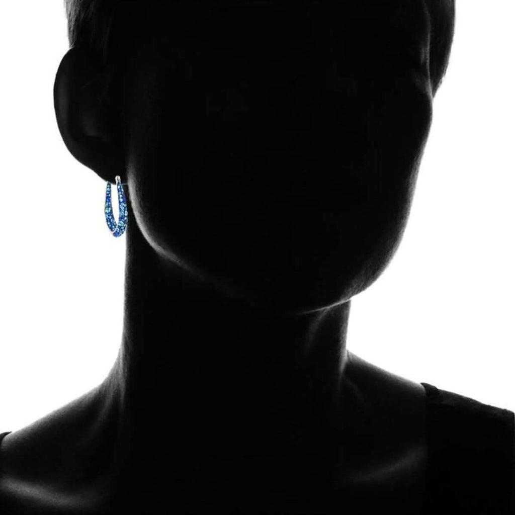Blue Inside Out Hoops in 18K White Gold-Plating Made with Blue Swarovski Crystal