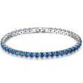 Blue Sapphire Round Cut Tennis Bracelet in White Gold