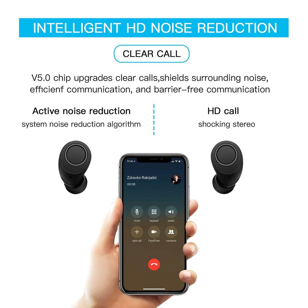 Bluetooth 5.0 Wireless Headset Deep Bass Stereo Earbuds LCD Power Display