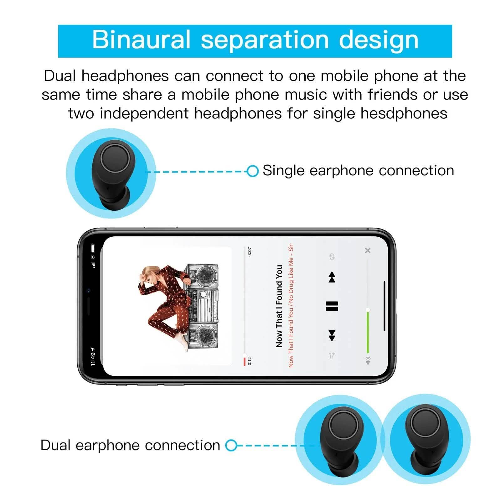 Bluetooth 5.0 Wireless Headset Deep Bass Stereo Earbuds LCD Power Display
