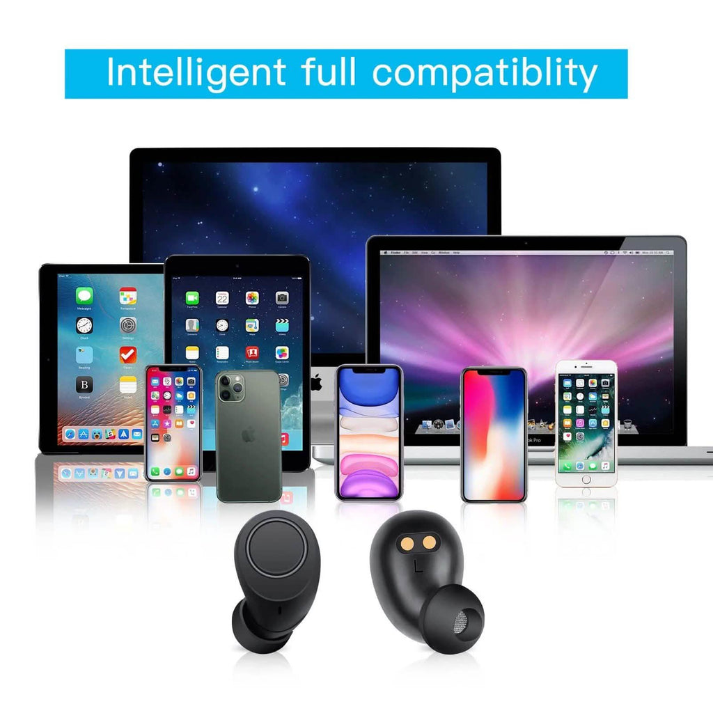 Bluetooth 5.0 Wireless Headset Deep Bass Stereo Earbuds LCD Power Display