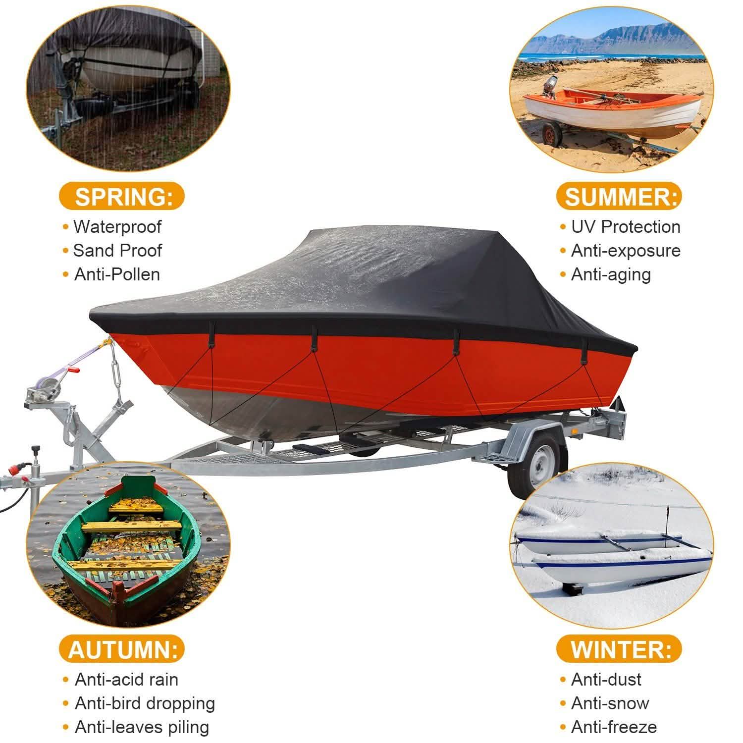 Boat Cover 210D Waterproof Dustproof Trailerable Boat Protector
