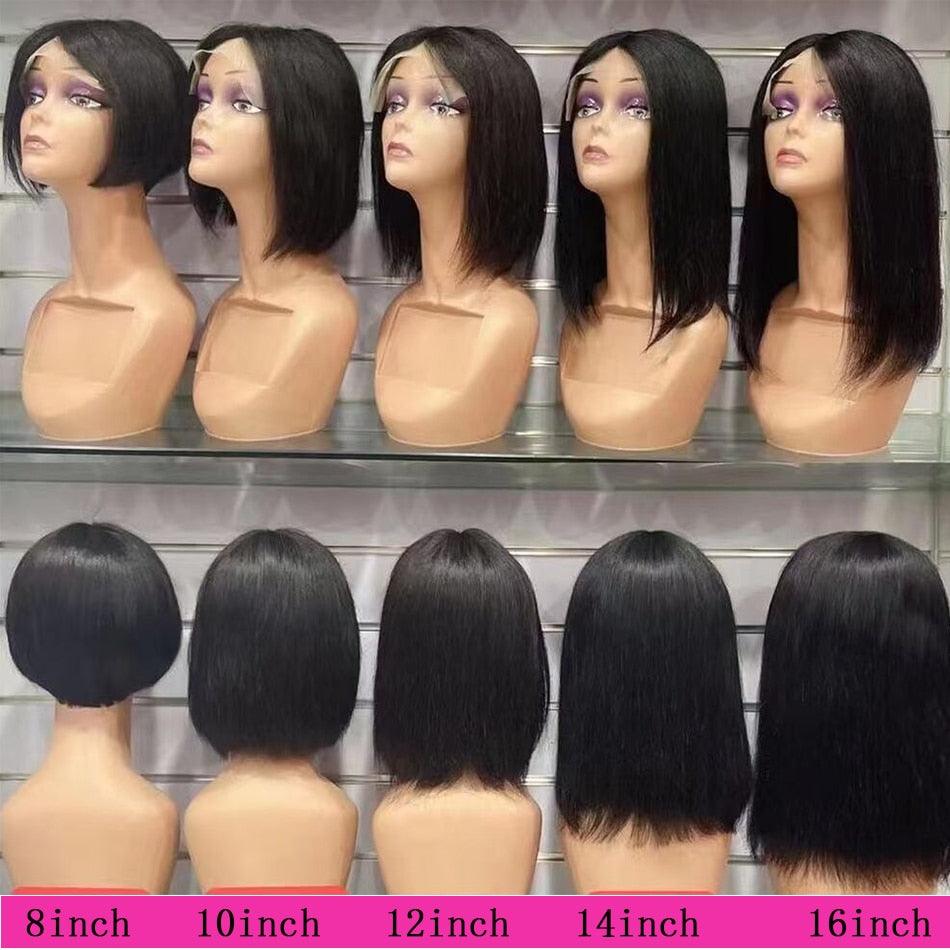 Bob Wig Short Lace Front Human Hair Wigs For Women Brazilian Bone Straight Frontal Wig Short Pixie Cut Human Hair Wigs For Black Women Gifts for Girlfriends