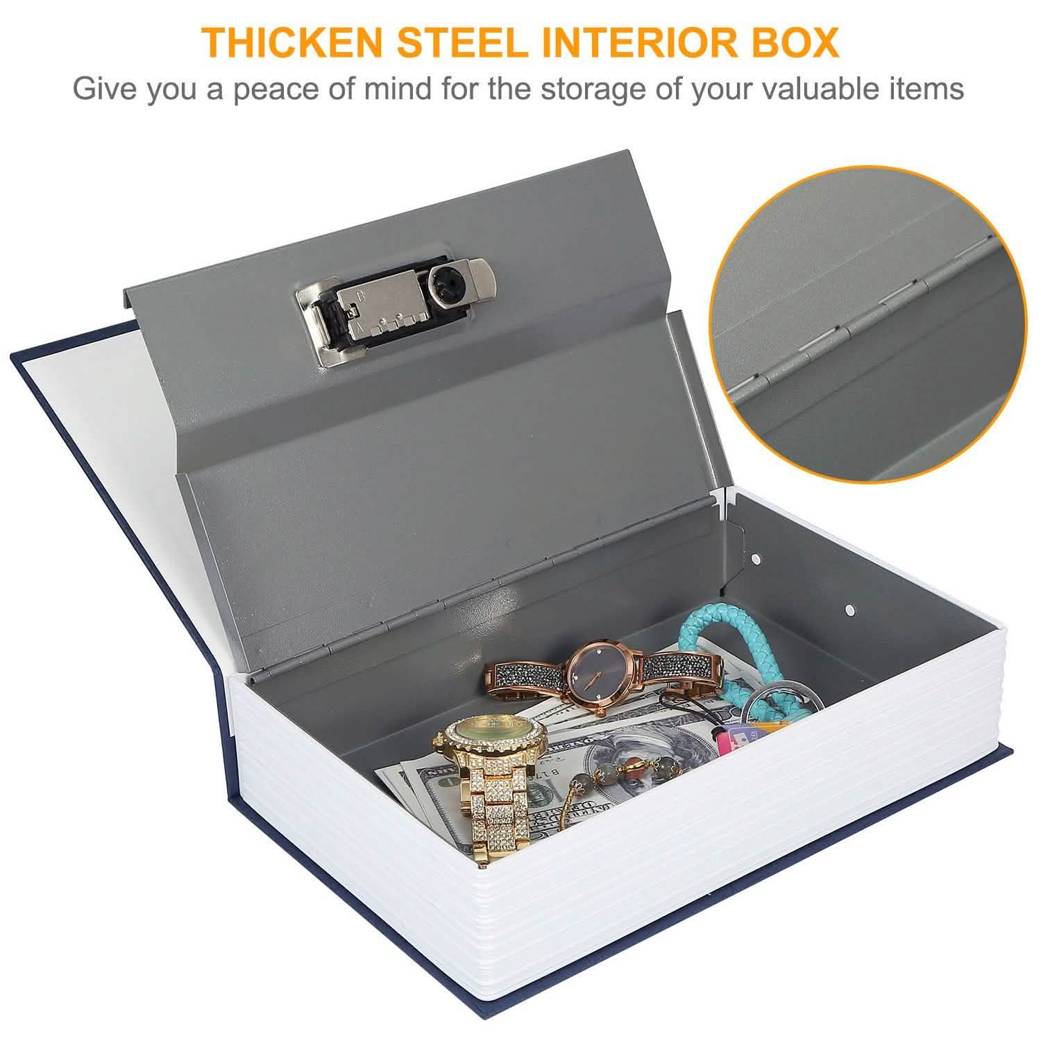 Book Safe with 3-Digit Combination Lock Storage Box