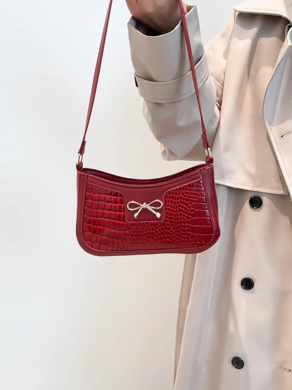Bow PU Leather Shoulder Bag
