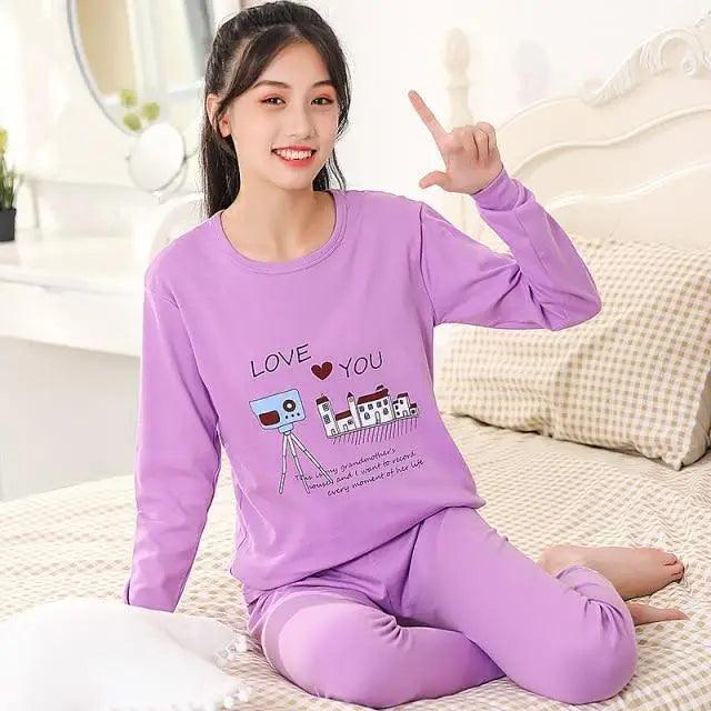 Boys Girls Sleepwear Winter Cotton Pajamas Sets Children Home Wear For Boy Pajamas Kids Nightwear Teenage Pajamas Clothes Sleepwear Suit Comfortable Thin Leisure Sleep Lounge Sleepwear for Adults Women Jogging Home wear