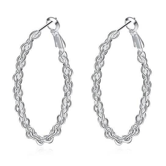 Braided Hoop Earrings In 18KT White Gold