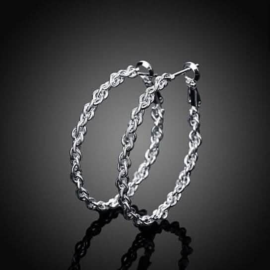 Braided Hoop Earrings In 18KT White Gold