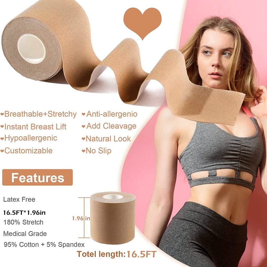 Breast Lift Tape for A-E Cup Large Breast, Breathable Push Up Tape