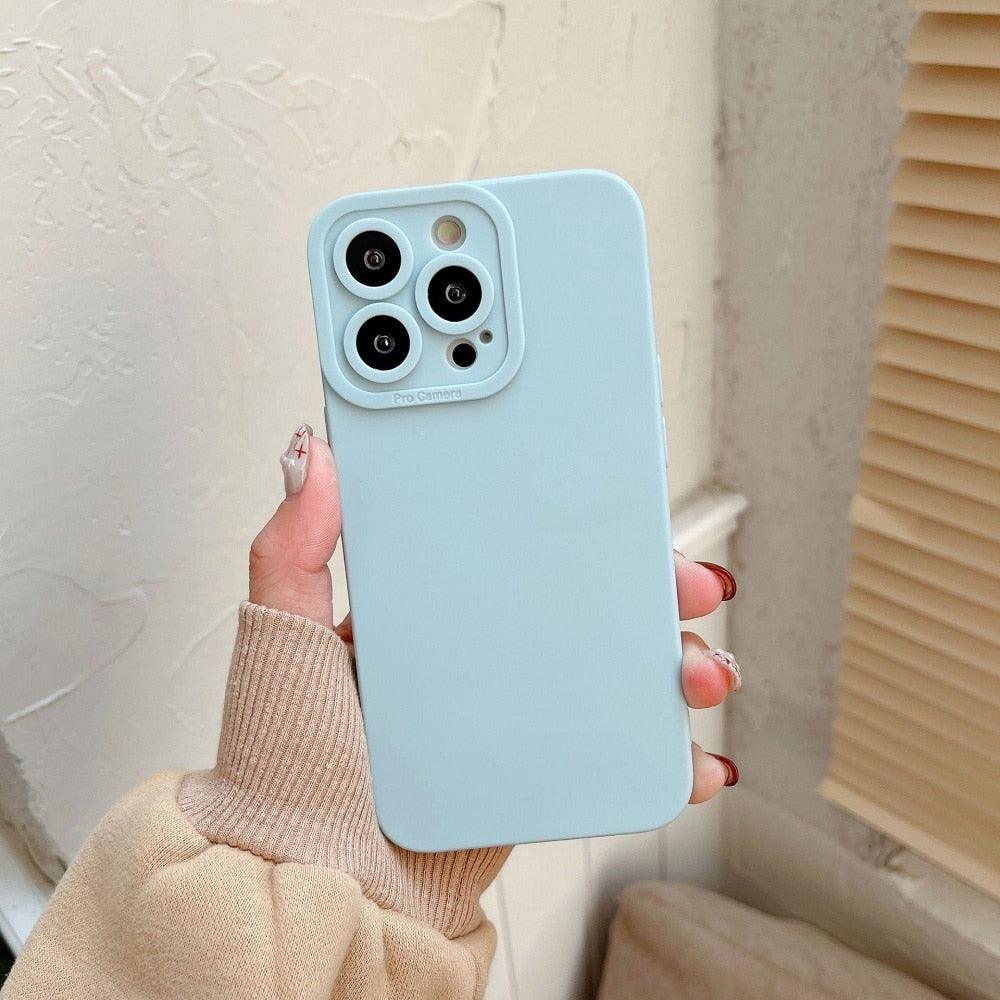 Bright Colors Soft Silicone Phone Case For iPhone 11 Pro Max X XR XS Max 7 8 6S Plus Mini Camera Protection Back Cover Silicone Camera Protection Case Soft Scratch-Resistant Case For Iphone