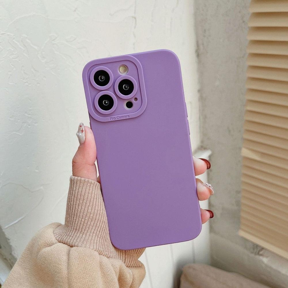 Bright Colors Soft Silicone Phone Case For iPhone 11 Pro Max X XR XS Max 7 8 6S Plus Mini Camera Protection Back Cover Silicone Camera Protection Case Soft Scratch-Resistant Case For Iphone