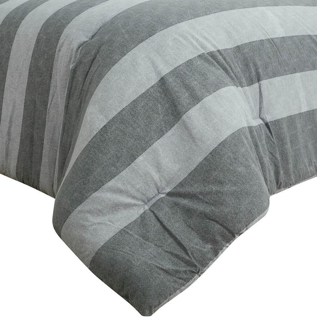 Brooklyn Flat Herringbone Wide Striped Grey Comforter Set