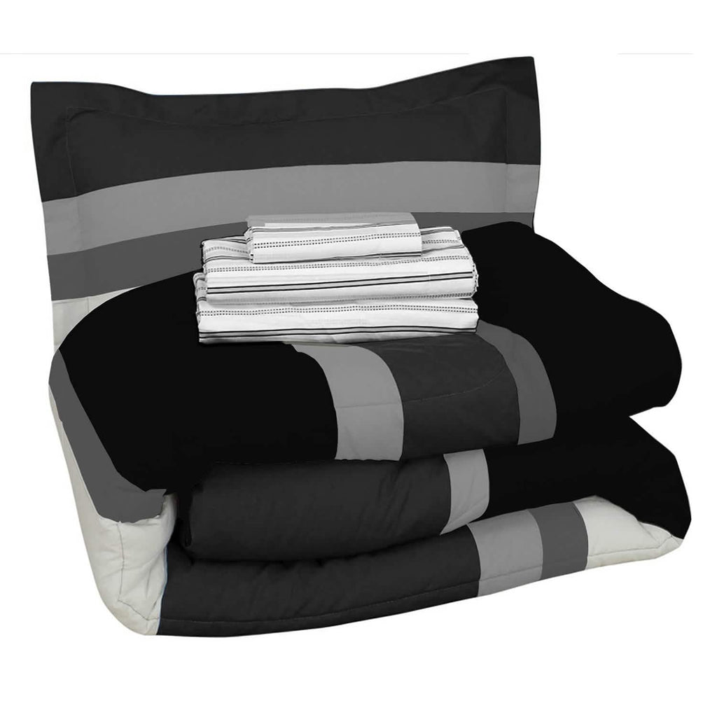 Brooklyn Flat Rugby Stripe Bed-in-a-Bag Set