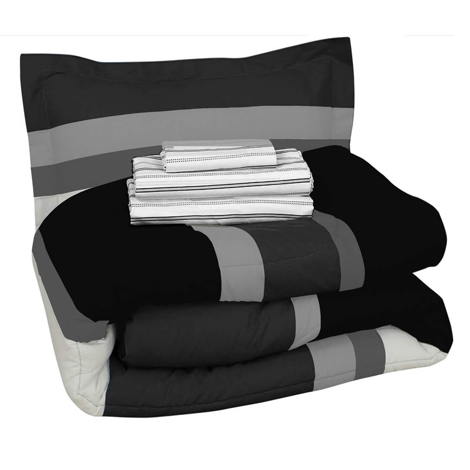 Brooklyn Flat Rugby Stripe Bed-in-a-Bag Set
