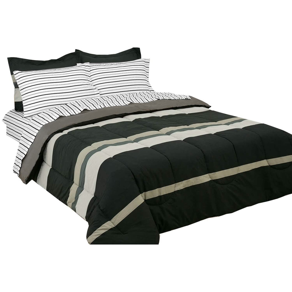Brooklyn Flat Rugby Stripe Bed-in-a-Bag Set