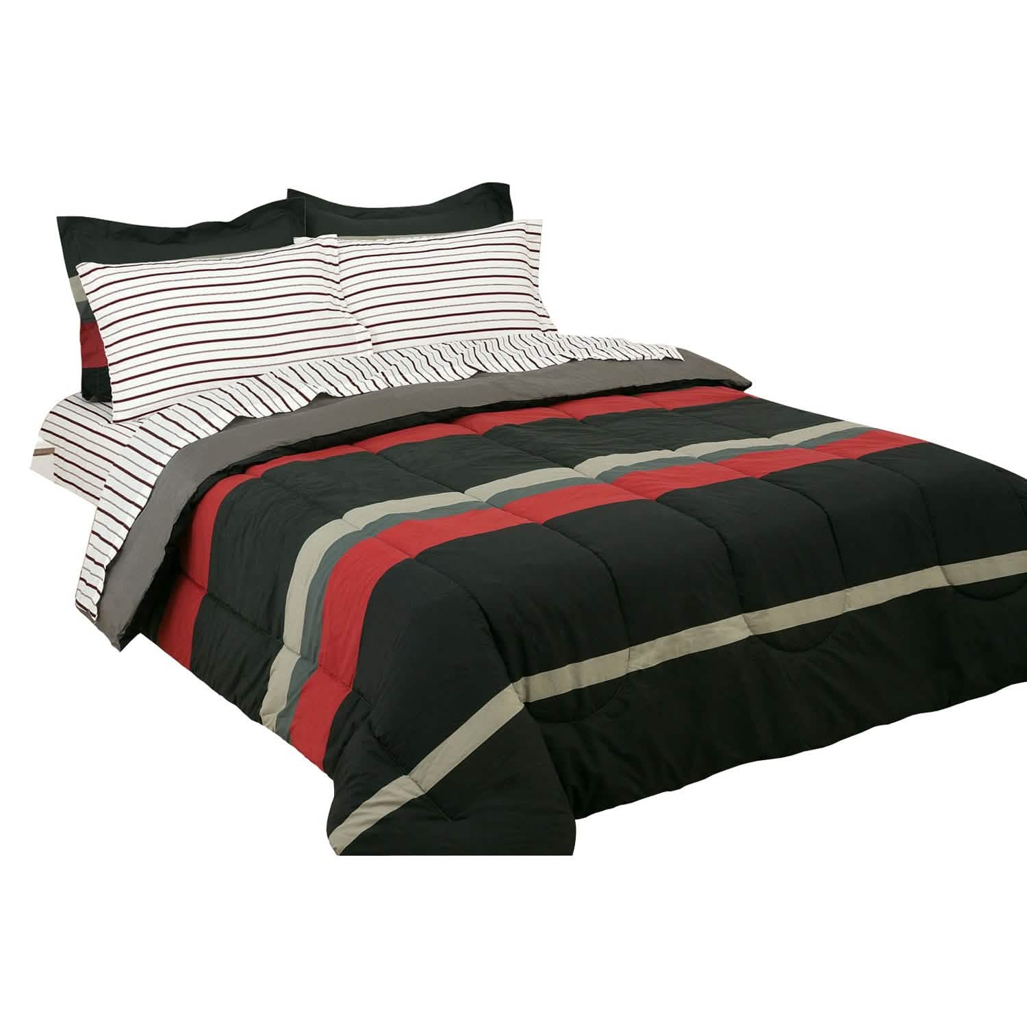 Brooklyn Flat Rugby Stripe Bed-in-a-Bag Set