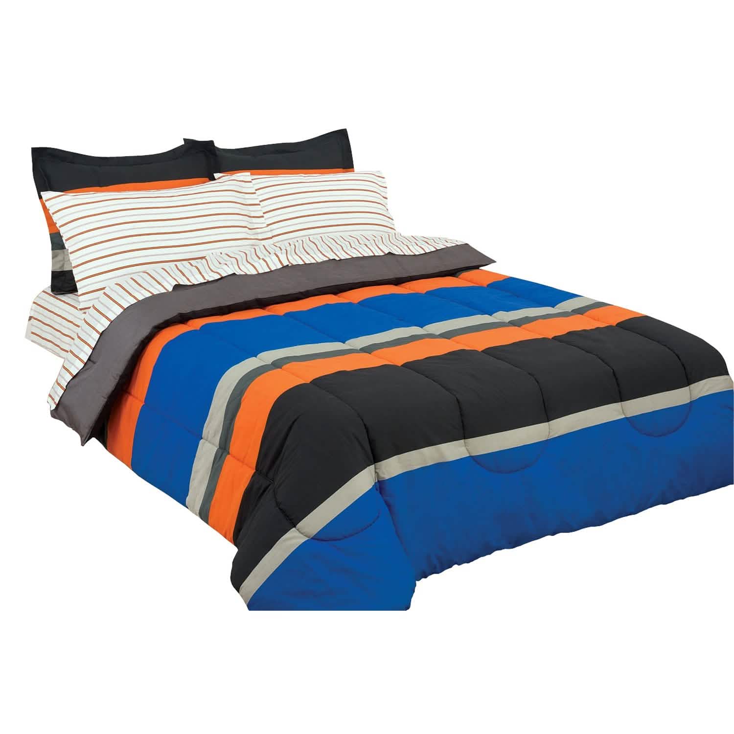 Brooklyn Flat Rugby Stripe Bed-in-a-Bag Set