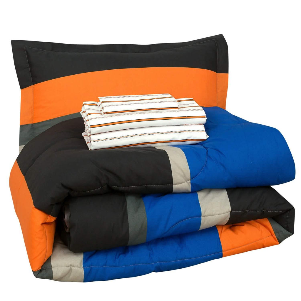 Brooklyn Flat Rugby Stripe Bed-in-a-Bag Set