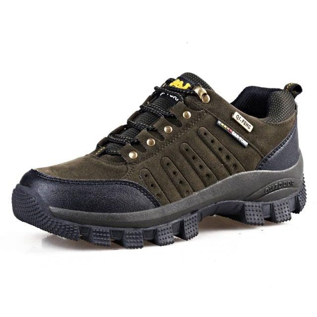 Brown Men's Wear-Resistant Sports Shoes Outdoor Hiking Shoes Training Solid Color Men's Shoe Low Top Waterproof Hiking Shoes Outdoor Lightweight Walking Shoes