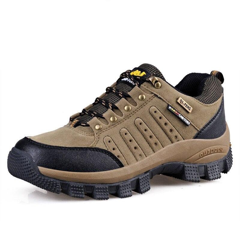 Brown Men's Wear-Resistant Sports Shoes Outdoor Hiking Shoes Training Solid Color Men's Shoe Low Top Waterproof Hiking Shoes Outdoor Lightweight Walking Shoes
