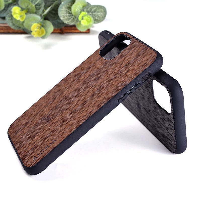 Brown Simple Easy Grip Wooden Design Slim Case for iPhone 11 14 12 13 Pro XS Max x XR mini SE2 SE 7 6 8 6s Plus Cover Wood Bamboo Pattern Leather Vintage Case
