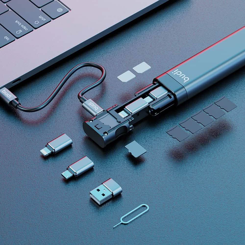 BUDI Multi-function Smart Adapter Card Storage Data Cable USB Box