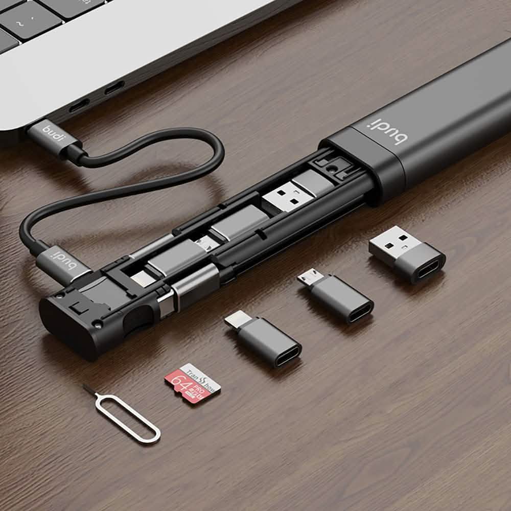 BUDI Multi-function Smart Adapter Card Storage Data Cable USB Box
