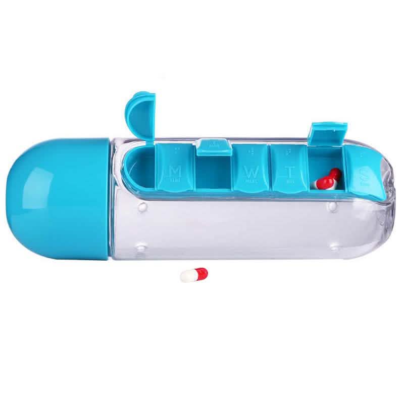 Built-in Pill Organizer 600ml Water Bottle
