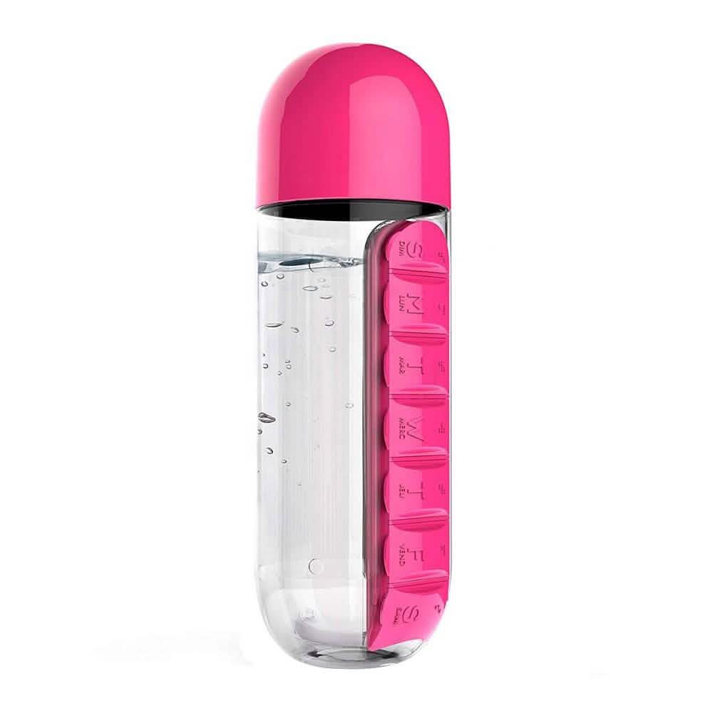 Built-in Pill Organizer 600ml Water Bottle