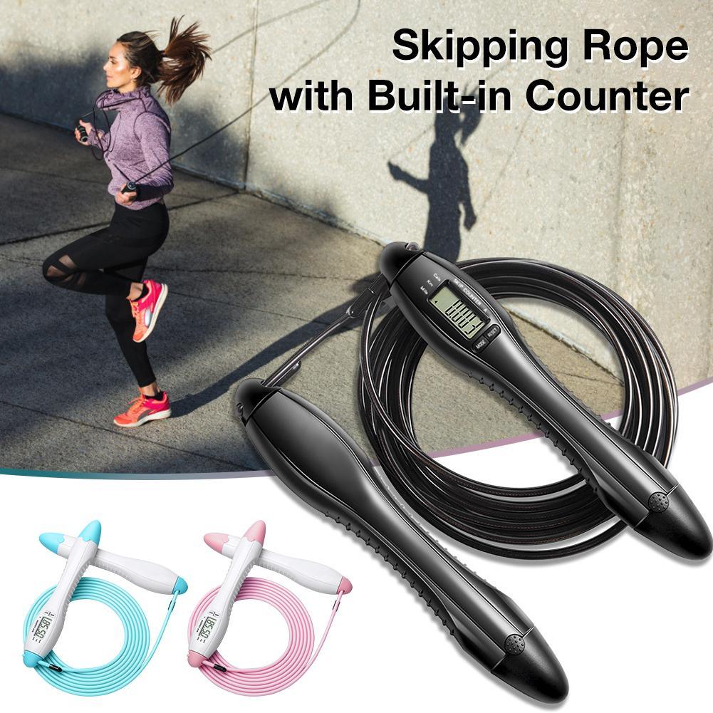Built-in Rolling Pin Counter Jump Rope Skipping Rope Speed Rope For Boxing Jumping Training Lose Weight Fitness Digital Weight Calories Time Setting Skipping Rope With Counter For Indoor And Outdoor Exercise