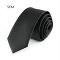 Business Black Skinny Ties Polyester Silk Necktie For Men Washable Formal Office Simple Design Necties Solid Color Skinny Tie Slim Necktie For Men