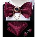 Business Elegant Gold Black Pattern Elegant Wedding Silk Bowtie Men Butterfly Fashion Bow Ties Pocket Square Classic Business Tuxedo Wedding Bowties Handkerchief Set