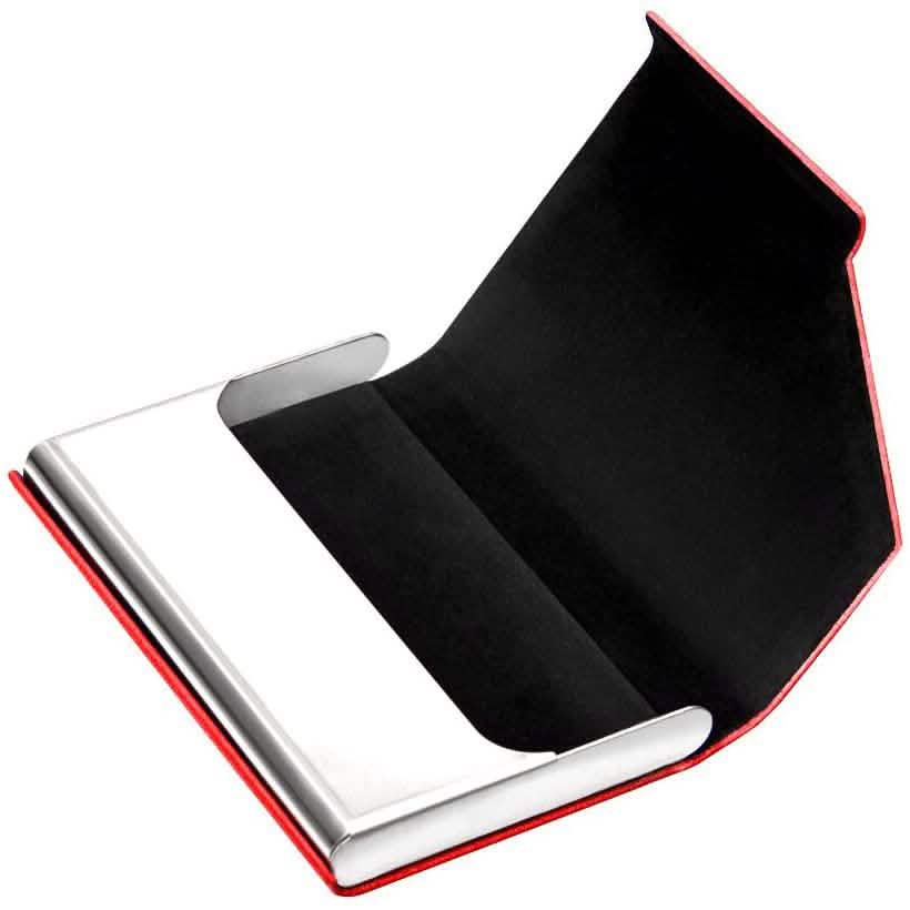 Business Name Card Holder Luxury PU Leather and Stainless Steel Multi Card Case