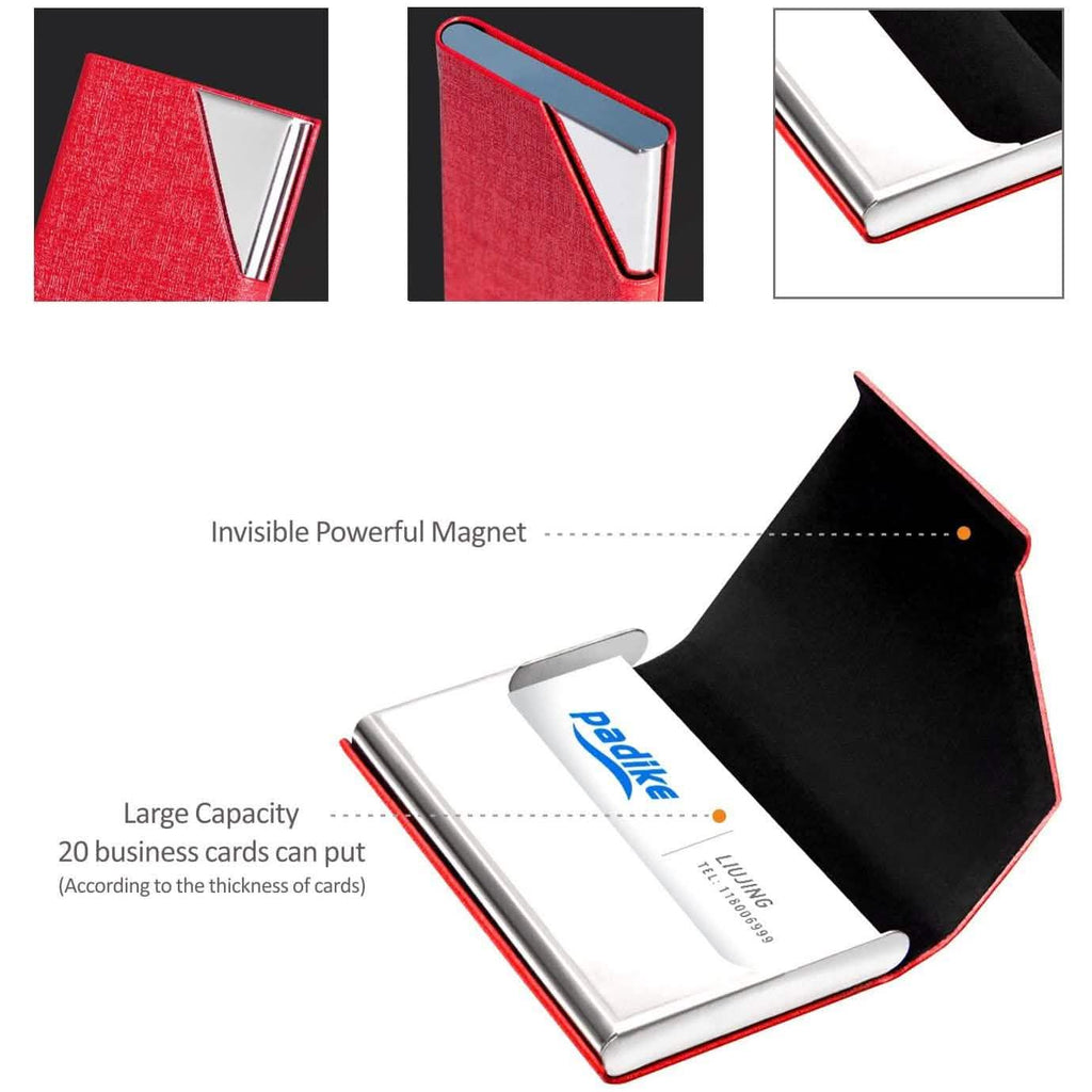 Business Name Card Holder Luxury PU Leather and Stainless Steel Multi Card Case