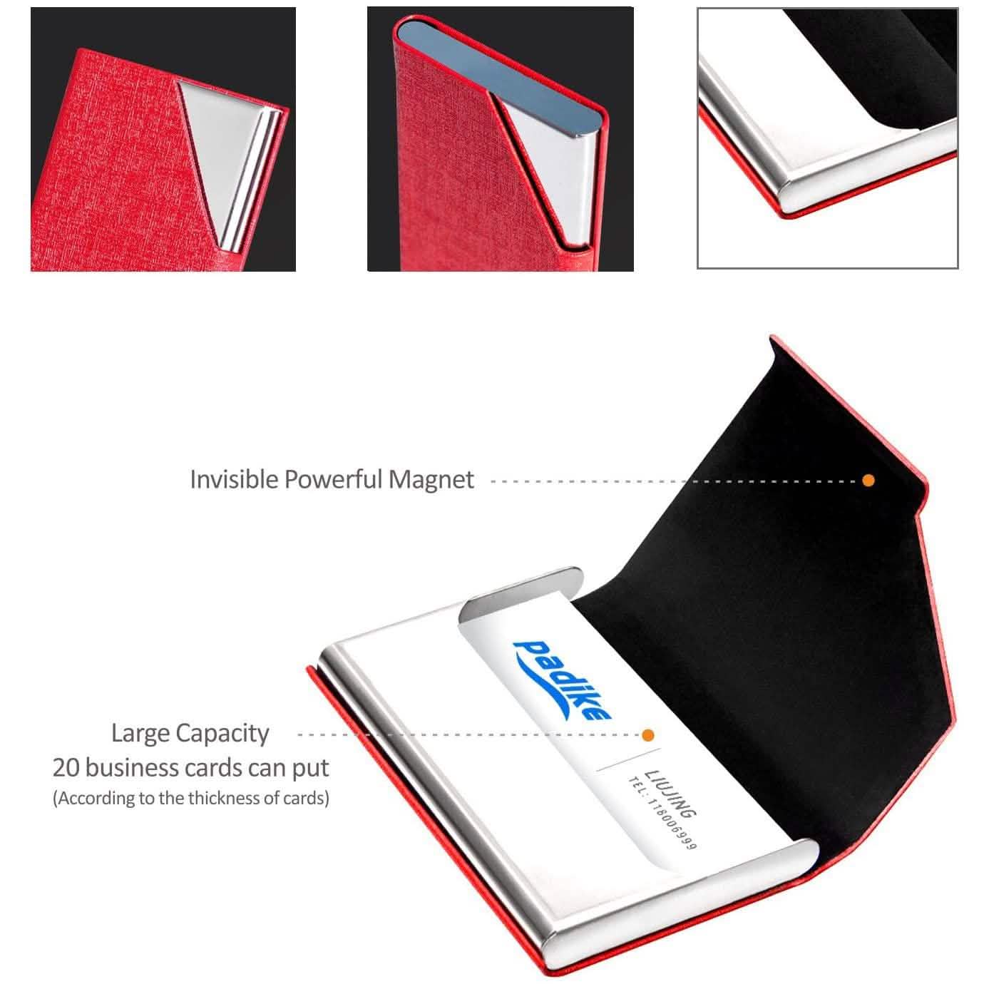 Business Name Card Holder Luxury PU Leather and Stainless Steel Multi Card Case
